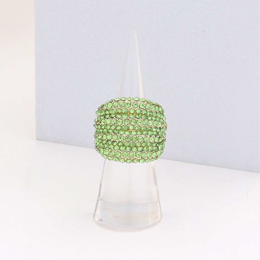 Green Rhinestone Pave Stretch Ring